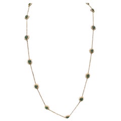 Eostre Type A Jadeite and Seed Pearl Necklace in 18k Yellow Gold