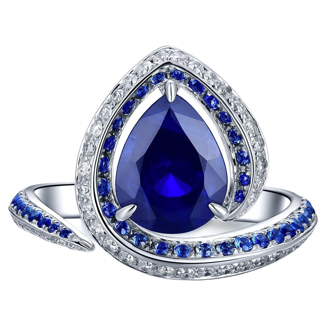 Eostre Sapphire 2.055ct and Diamond 18k White Gold Ring For Sale