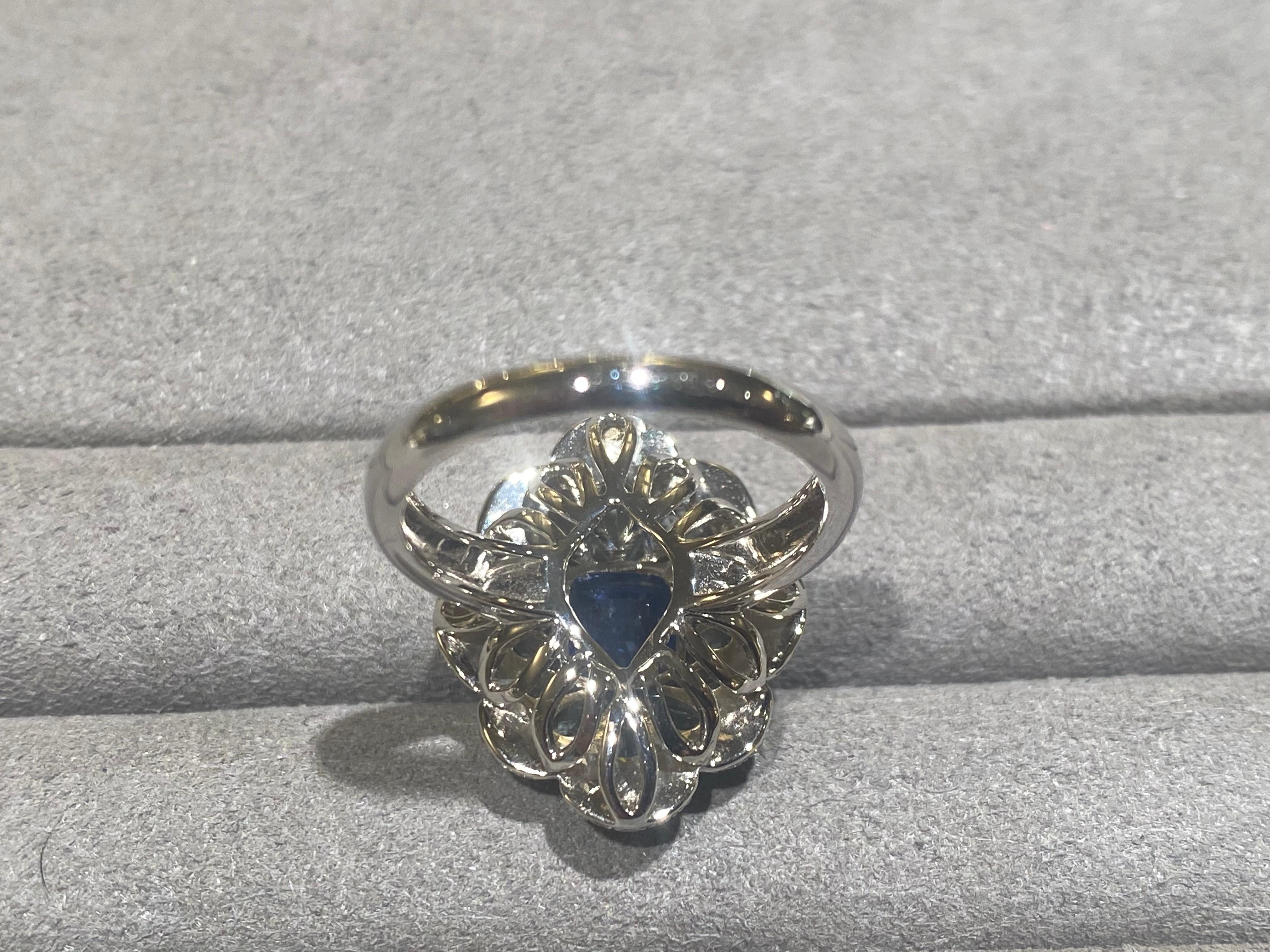 For Sale:  EOSTRE Unheated Sapphire, Aquamarine and Diamond Ring in 18K White Gold 4
