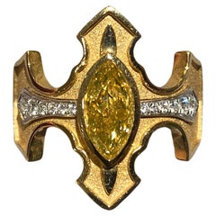 Eostre Yellow Diamond and Diamond Ring in 18k Yellow Gold