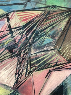 "Geodesic Composition" Greek Abstract Expressionist Oil Painting on Canvas
