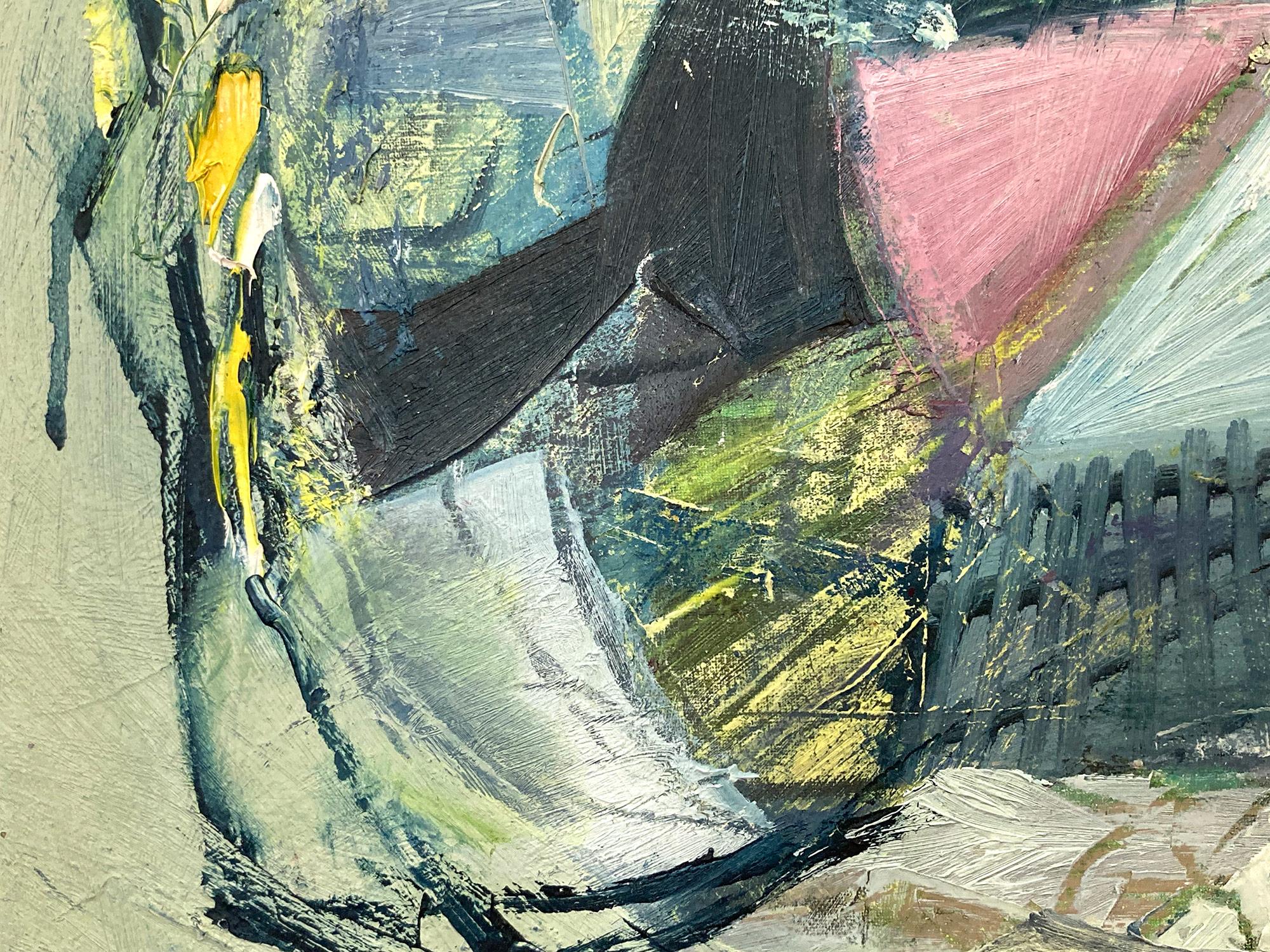 „Geodesische Komposition“, griechisches Ölgemälde des abstrakten Expressionismus auf Leinwand (Grau), Abstract Painting, von Eozen Agopian