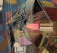 Light Once More, Contemporary Abstract Collage with Textile Elements, 18 x 14 in