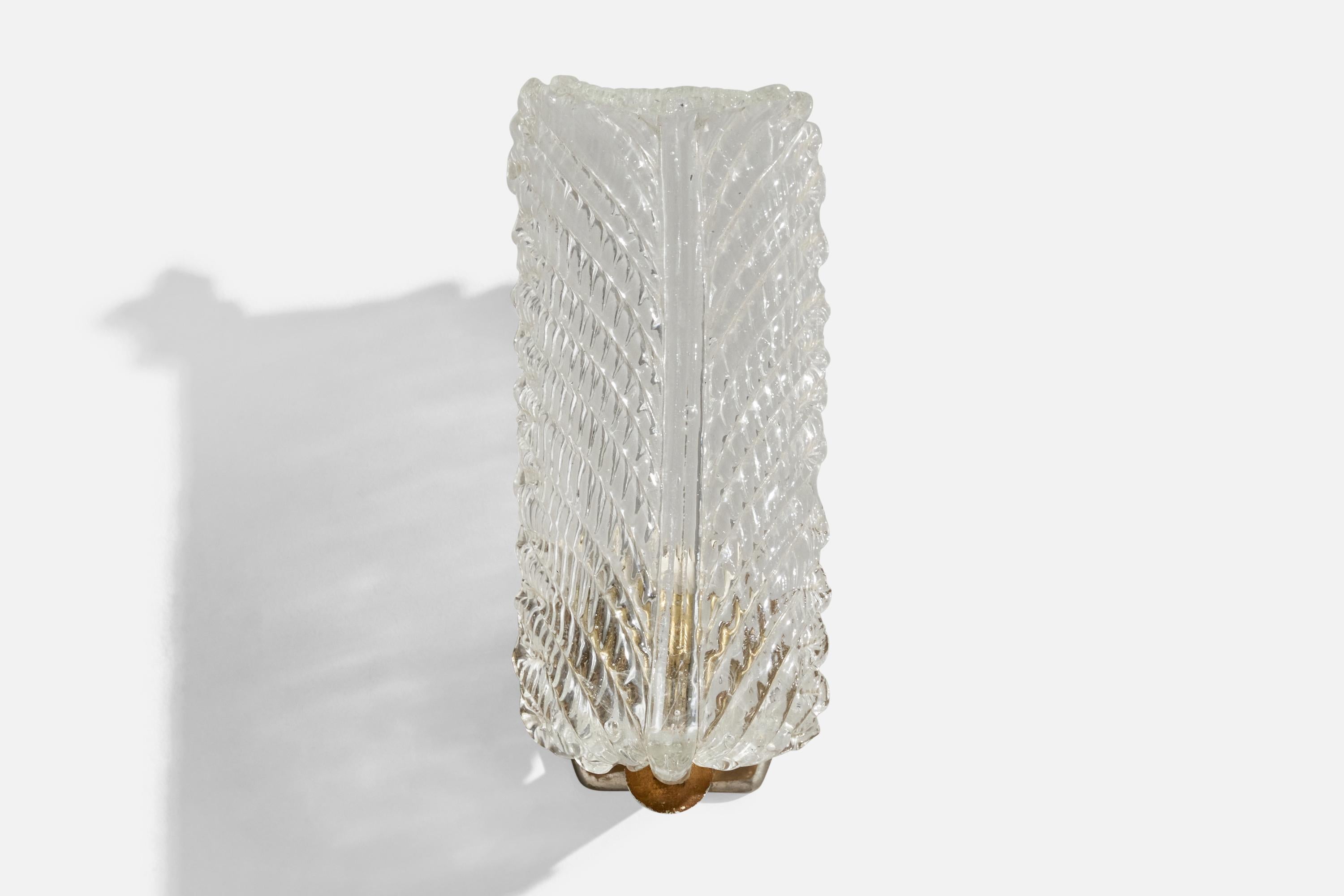 Italian EP Milano, Wall Light, Brass, Metal, Glass, Italy, 1940s For Sale