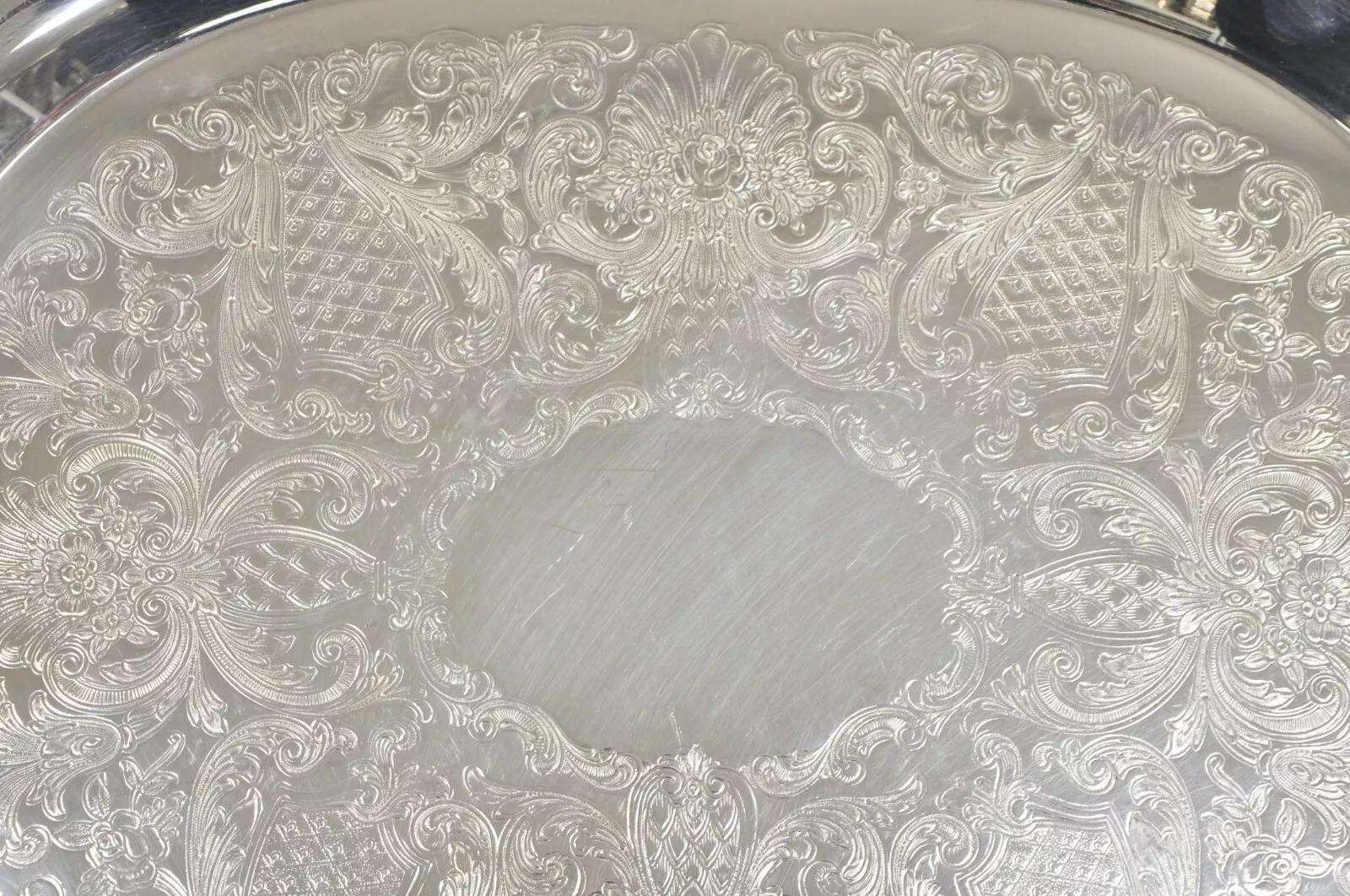 20th Century EPCA Bristol Silverplate by Poole 145 Silver Plated Victorian Style Serving Tray For Sale