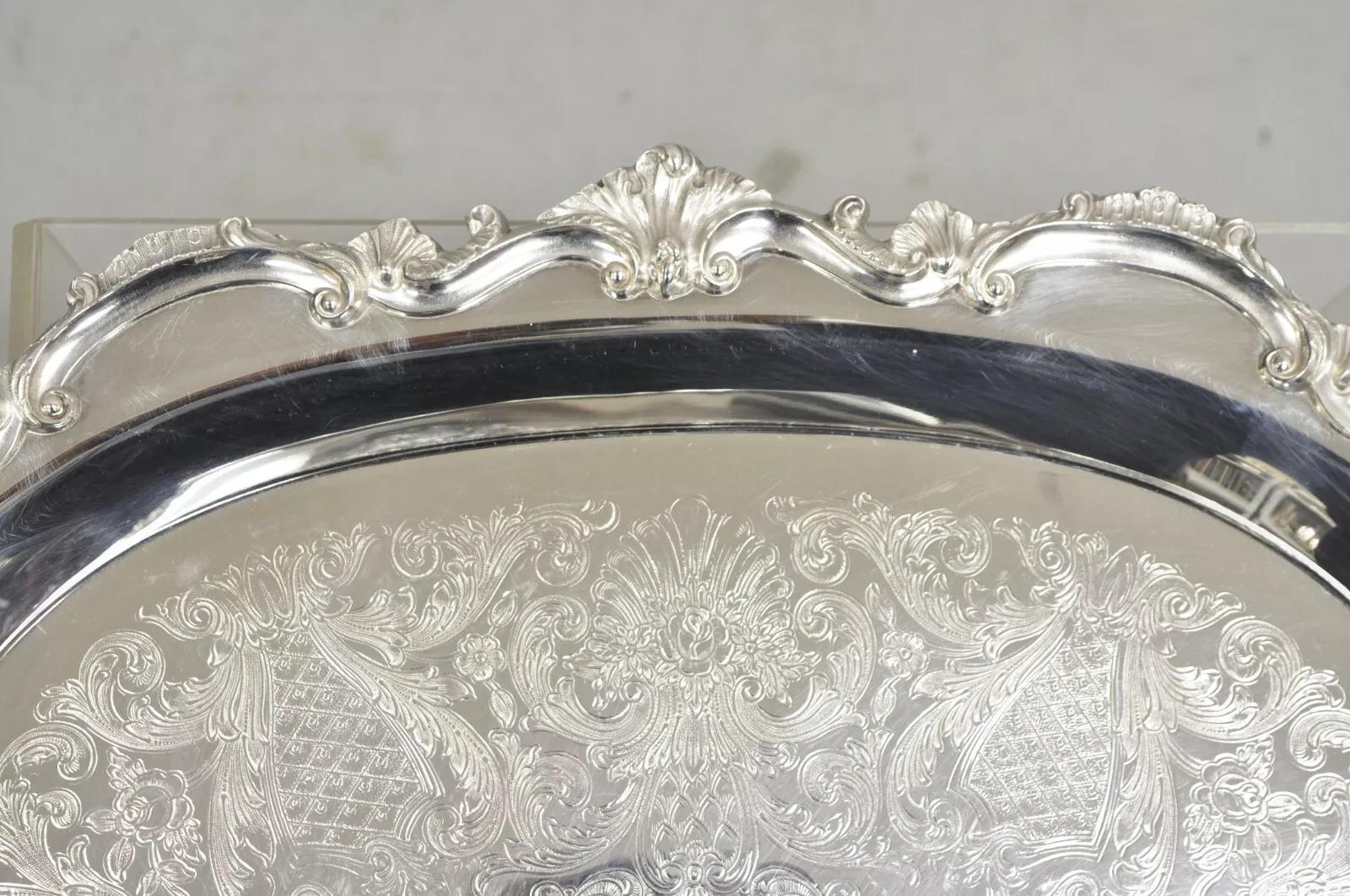 EPCA Bristol Silverplate by Poole 145 Silver Plated Victorian Style Serving Tray For Sale 1