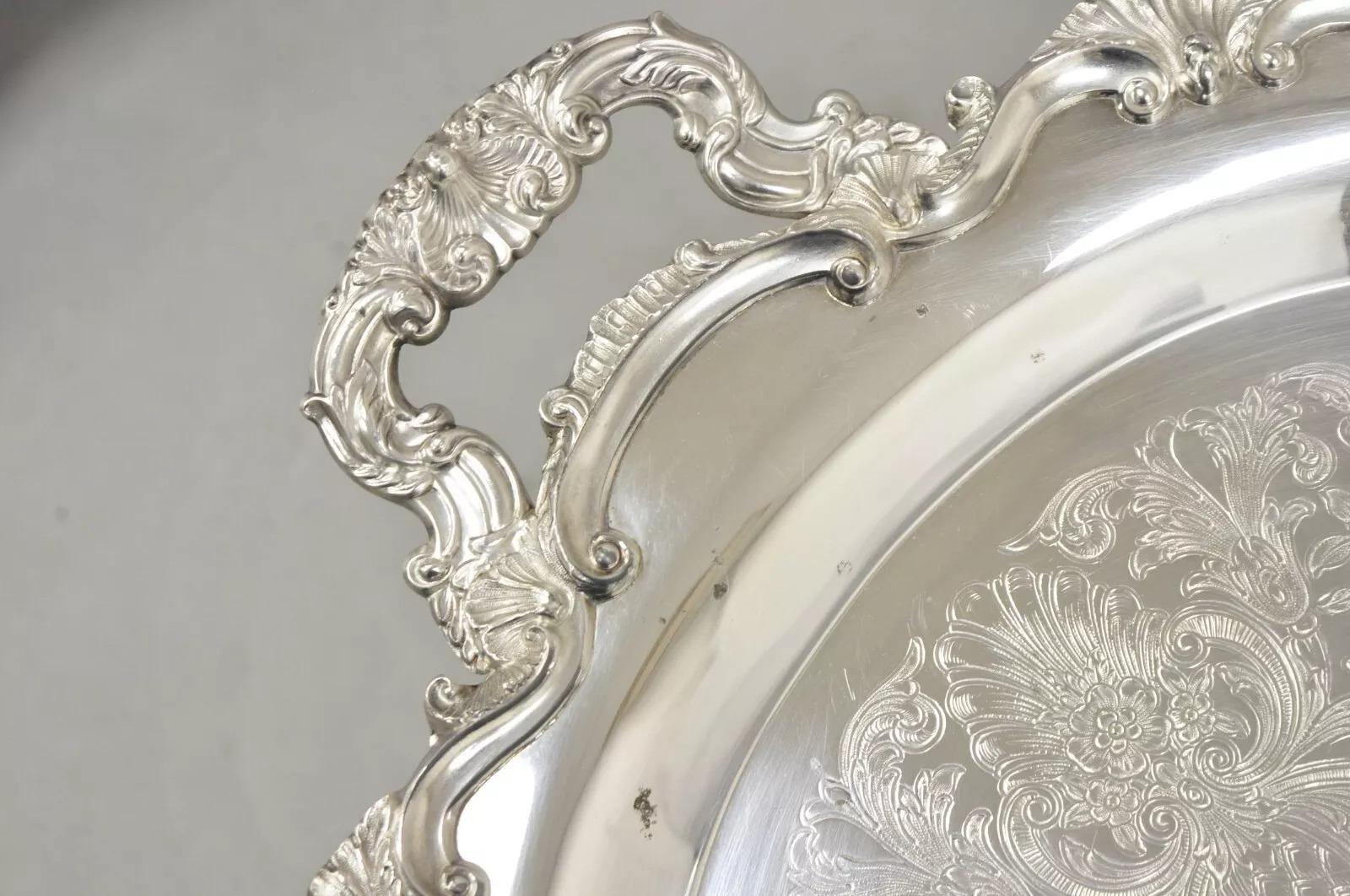 EPCA Bristol Silverplate by Poole 145 Silver Plated Victorian Style Serving Tray For Sale 2