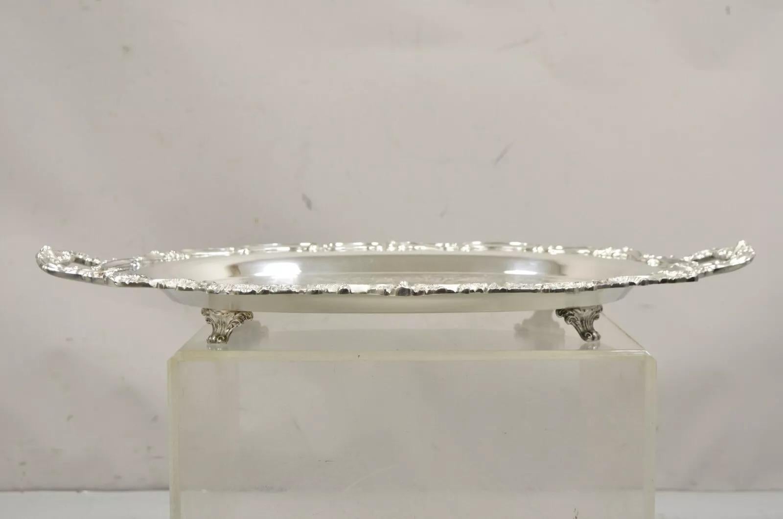 EPCA Bristol Silverplate by Poole 145 Silver Plated Victorian Style Serving Tray For Sale 4