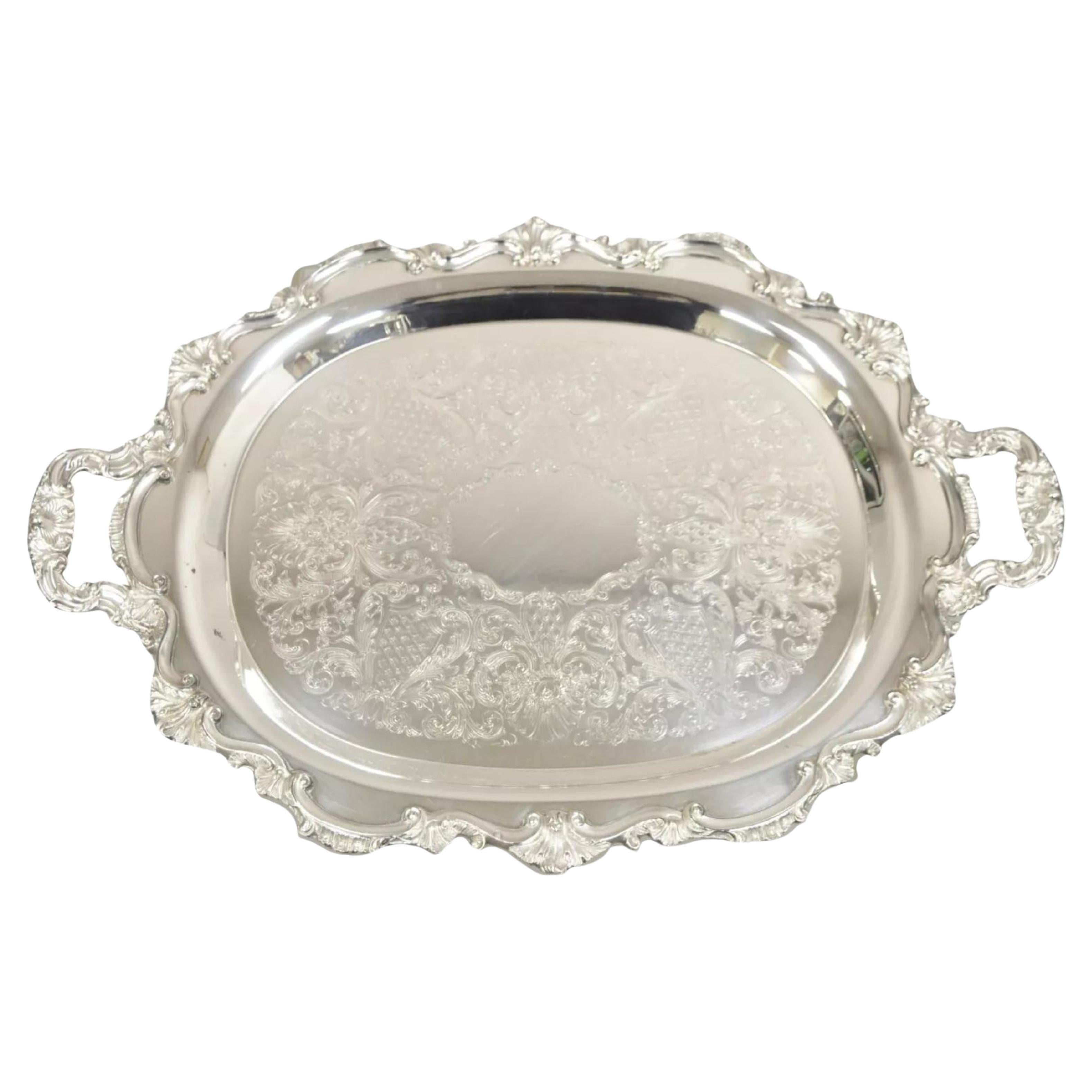 EPCA Bristol Silverplate by Poole 145 Silver Plated Victorian Style Serving Tray For Sale
