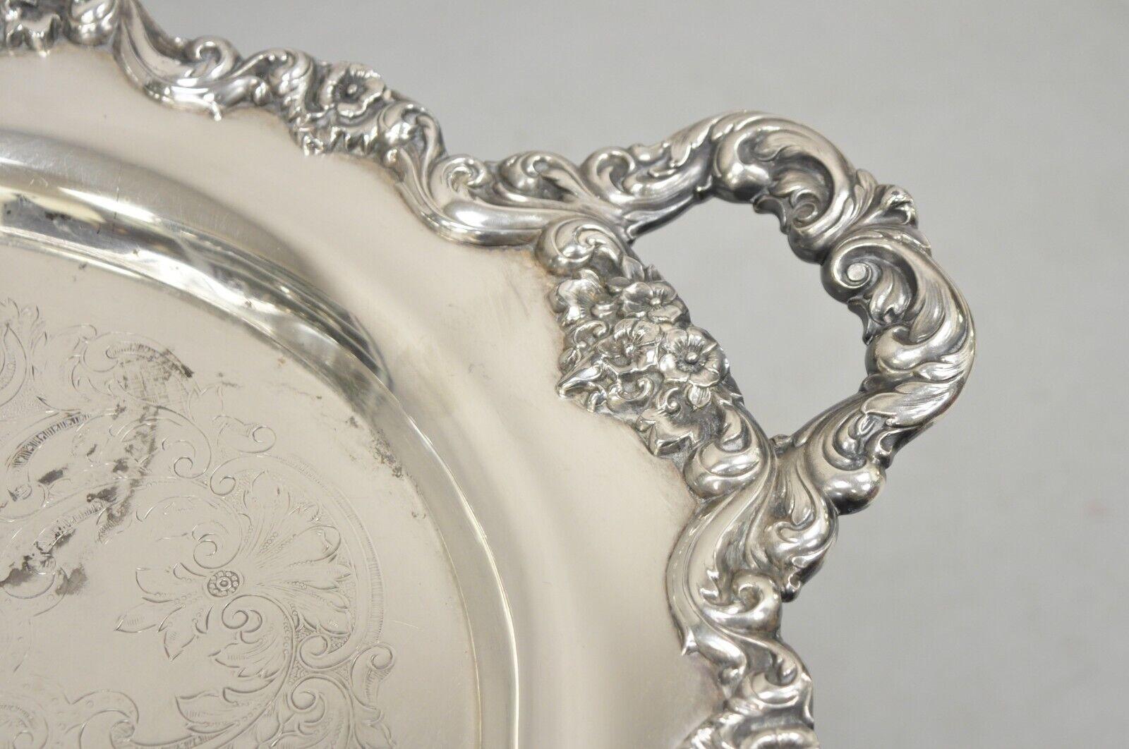 EPCA Poole Silver Co 400 Lancaster Rose Large Silver Plated Serving Platter Tray For Sale 5
