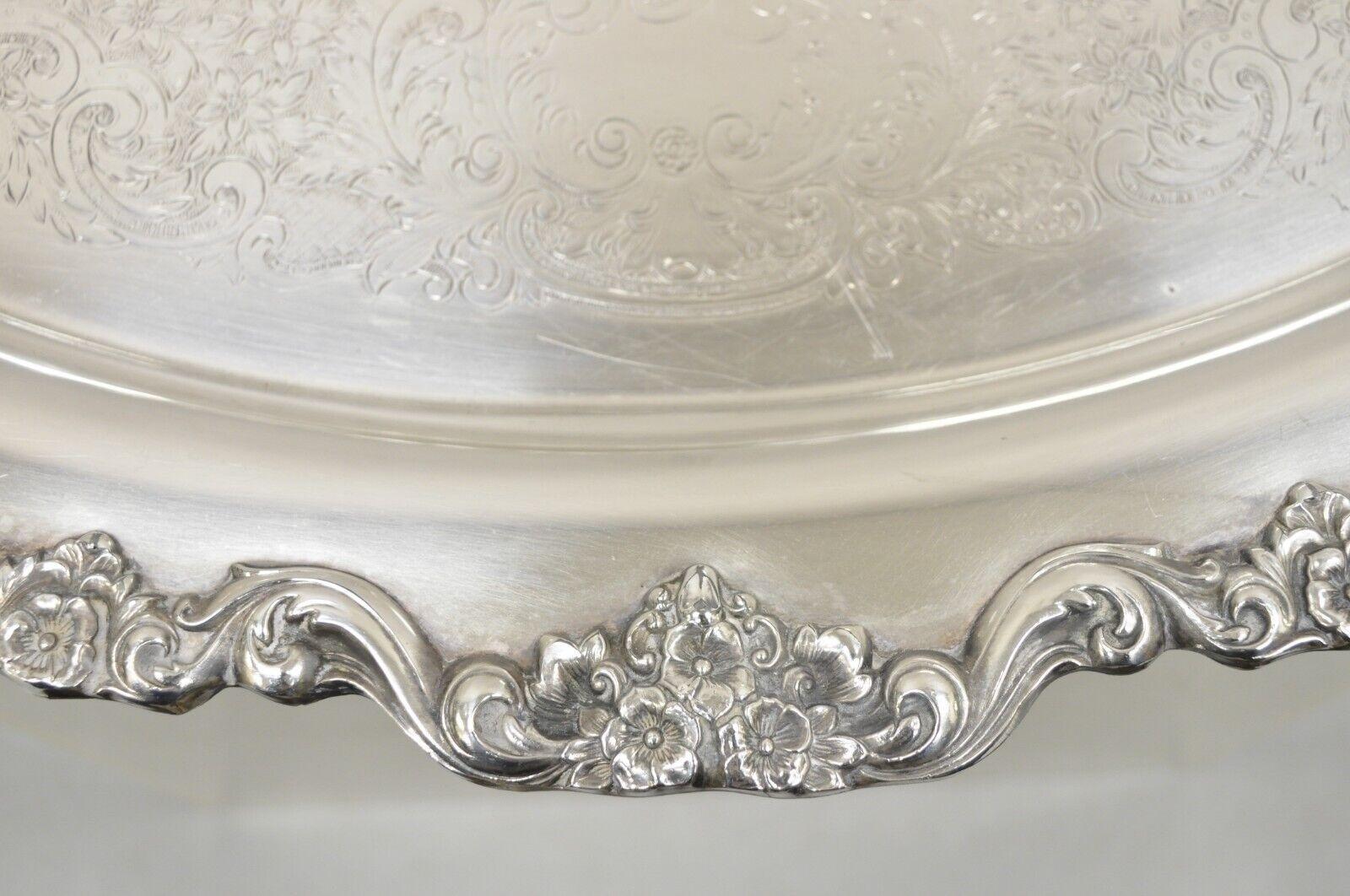 EPCA Poole Silver Co 400 Lancaster Rose Large Silver Plated Serving Platter Tray For Sale 6