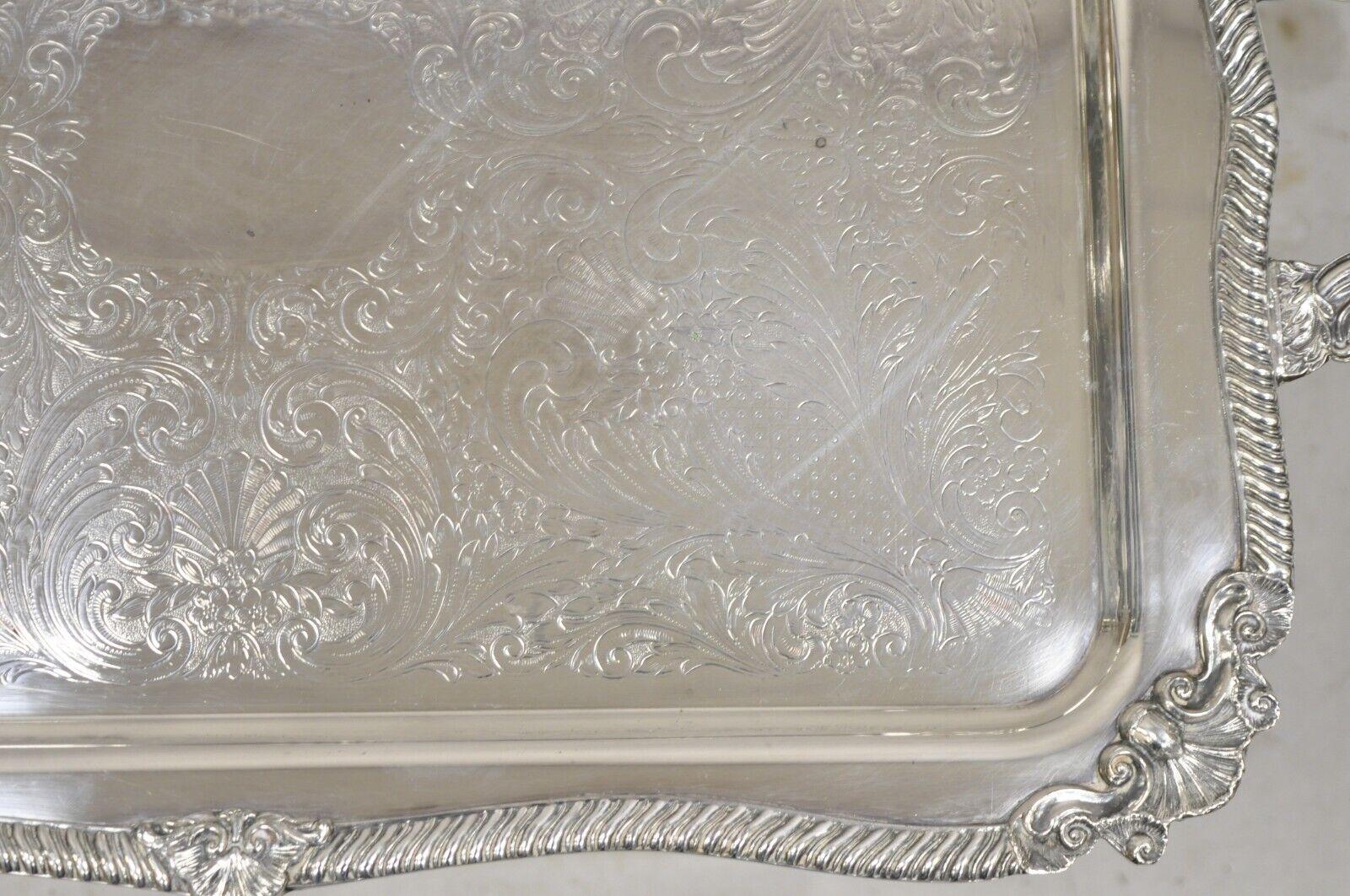 EPCA Poole Silver Co 400 Lancaster Rose Large Silver Plated Serving Platter Tray For Sale 4