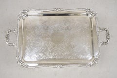 EPCA Poole Silver Co 400 Lancaster Rose Large Silver Plated Serving Platter Tray