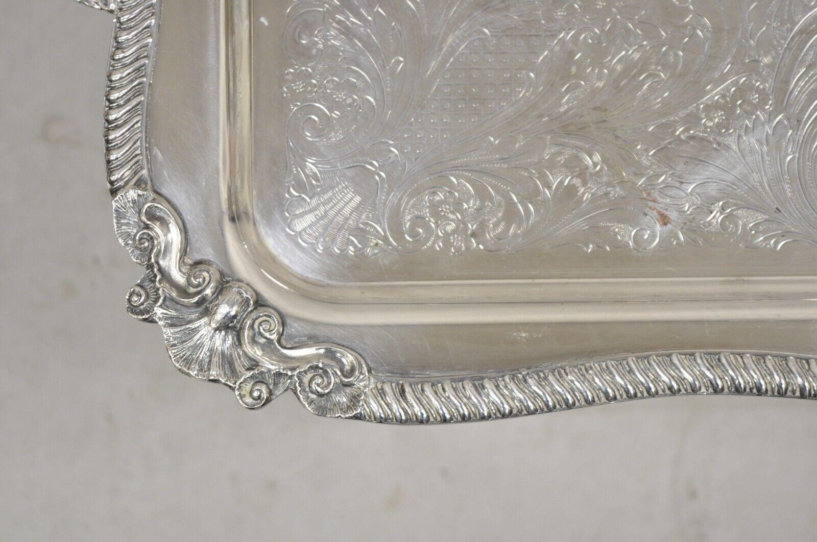 20th Century EPCA Poole Silver Co 400 Lancaster Rose Large Silver Plated Serving Platter Tray For Sale