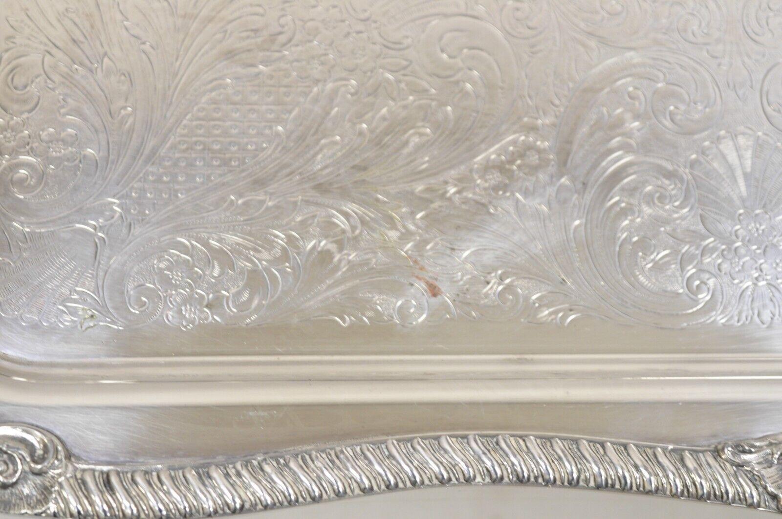 EPCA Poole Silver Co 400 Lancaster Rose Large Silver Plated Serving Platter Tray For Sale 2