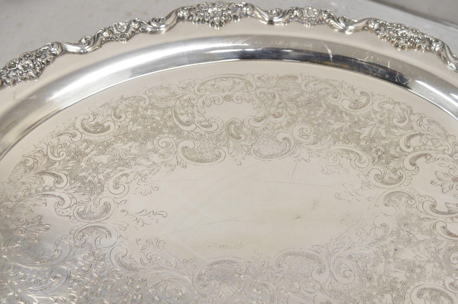 EPCA Poole Silver Co 400 Lancaster Rose Lrg Silver Plate Serving Platter Tray B For Sale 1