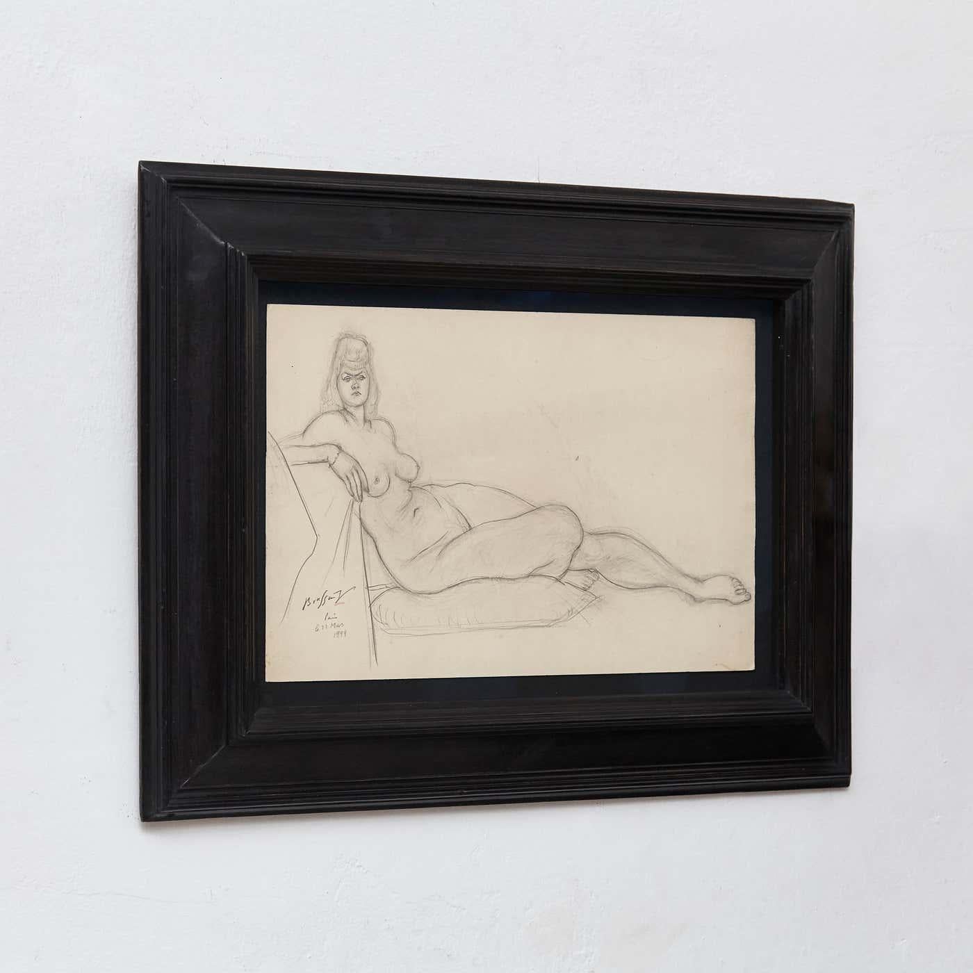 Mid-Century moderno Bellezza effimera: Il raro disegno a matita del nudo di Brassaï, 1944 in vendita
