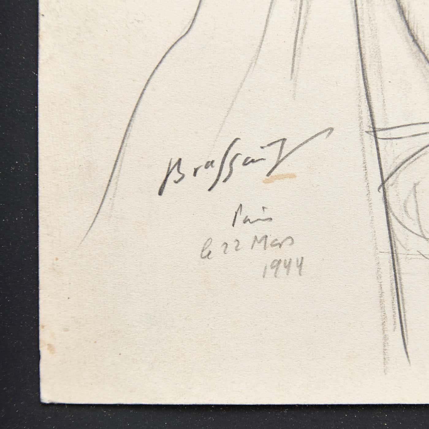 Ephemeral Beauty: Brassaï's Rare Nude Pencil Drawing, 1944 For Sale 2