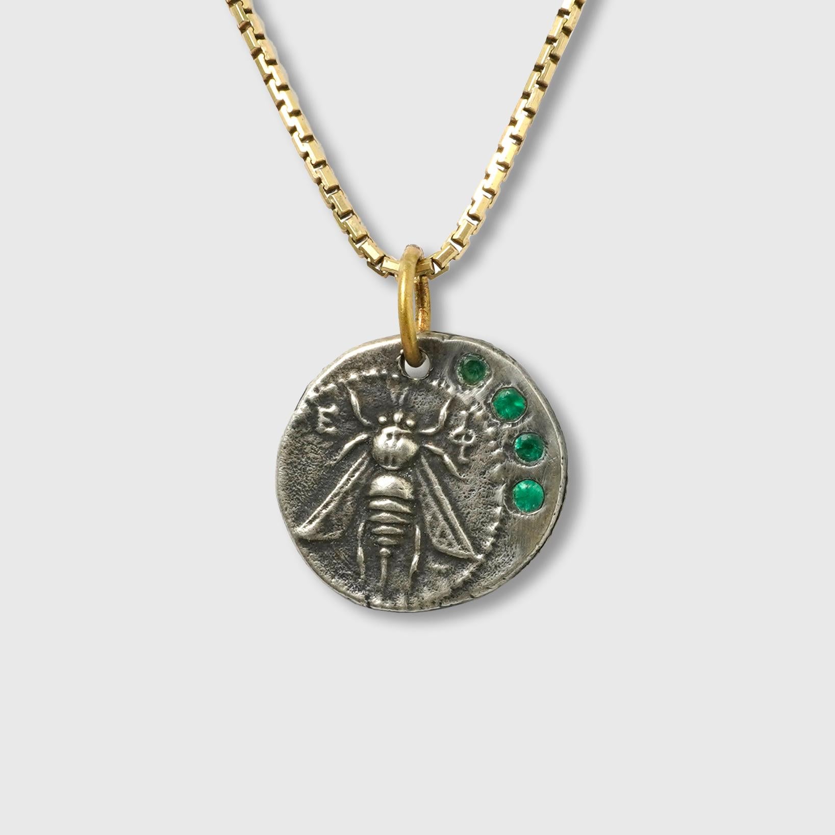 Ephesus, Queen Bee, Tetra Drachm, Ancient Charm Coin (Replica) Pendant, 24kt Gol For Sale 1