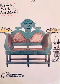 Chaise de mariée britannique ancienne Mila Judaica Pop Art Drawing NYC Street Art