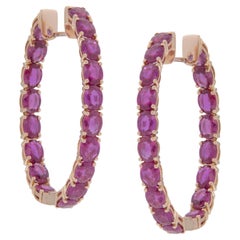 Epic 18 Karat Roségold 11,62 Karat Oval Rubin Inside Outside Creolen Ohrringe