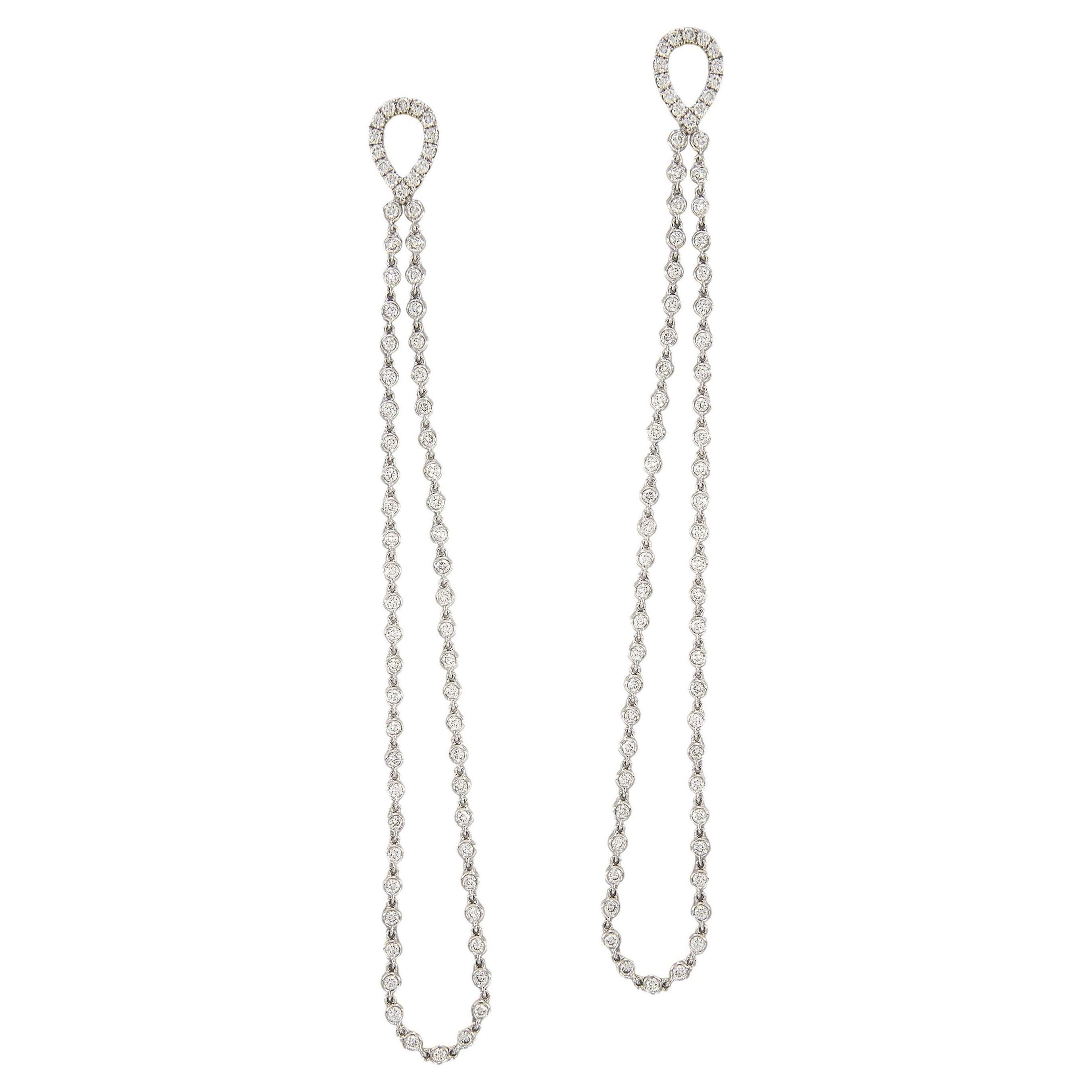 Epico! Oro bianco 18 carati 2,89 Cttw. Orecchini a pendente con diamante