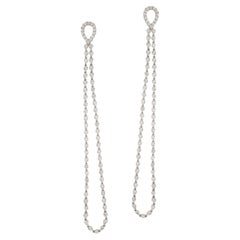 Epic! 18 Karat White Gold 2.89 Cttw. Diamond Shoulder Duster Dangle Earrings