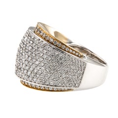 Epic! 18 Karat White & Yellow Gold 5.55 Cttw Diamond Domed Ring Made in Italy