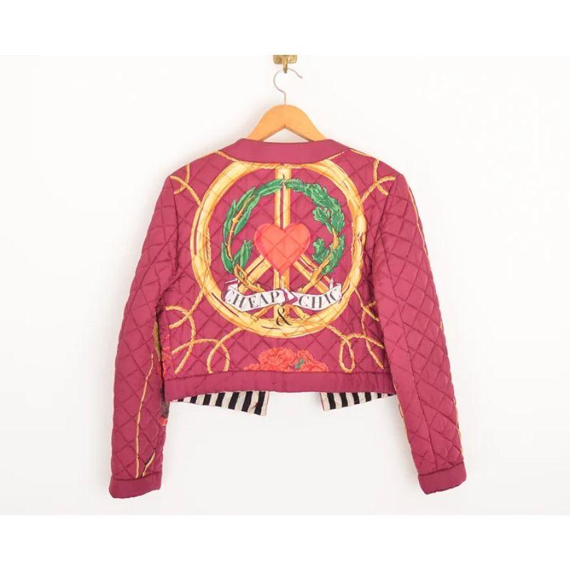 Women's Epic 1990's Moschino 'Cheap & Chic' Quilted Scarf Print Cropped Boucle Jacket For Sale