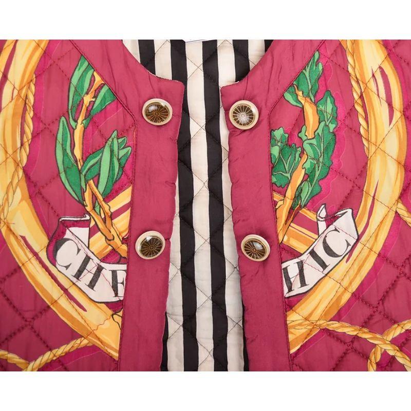 Epic 1990's Moschino 'Cheap & Chic' Quilted Scarf Print Cropped Boucle Jacket For Sale 1
