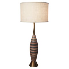 Episch! Bitossi Mid Century Modern Sleek Italian Pottery Lamp! 50er Jahre Grau Braun Blau