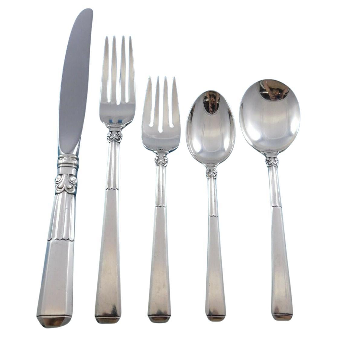 Epic by Gorham Sterling Silver Flatware Set for 12 Service 65 Pieces Deco Dinner For Sale