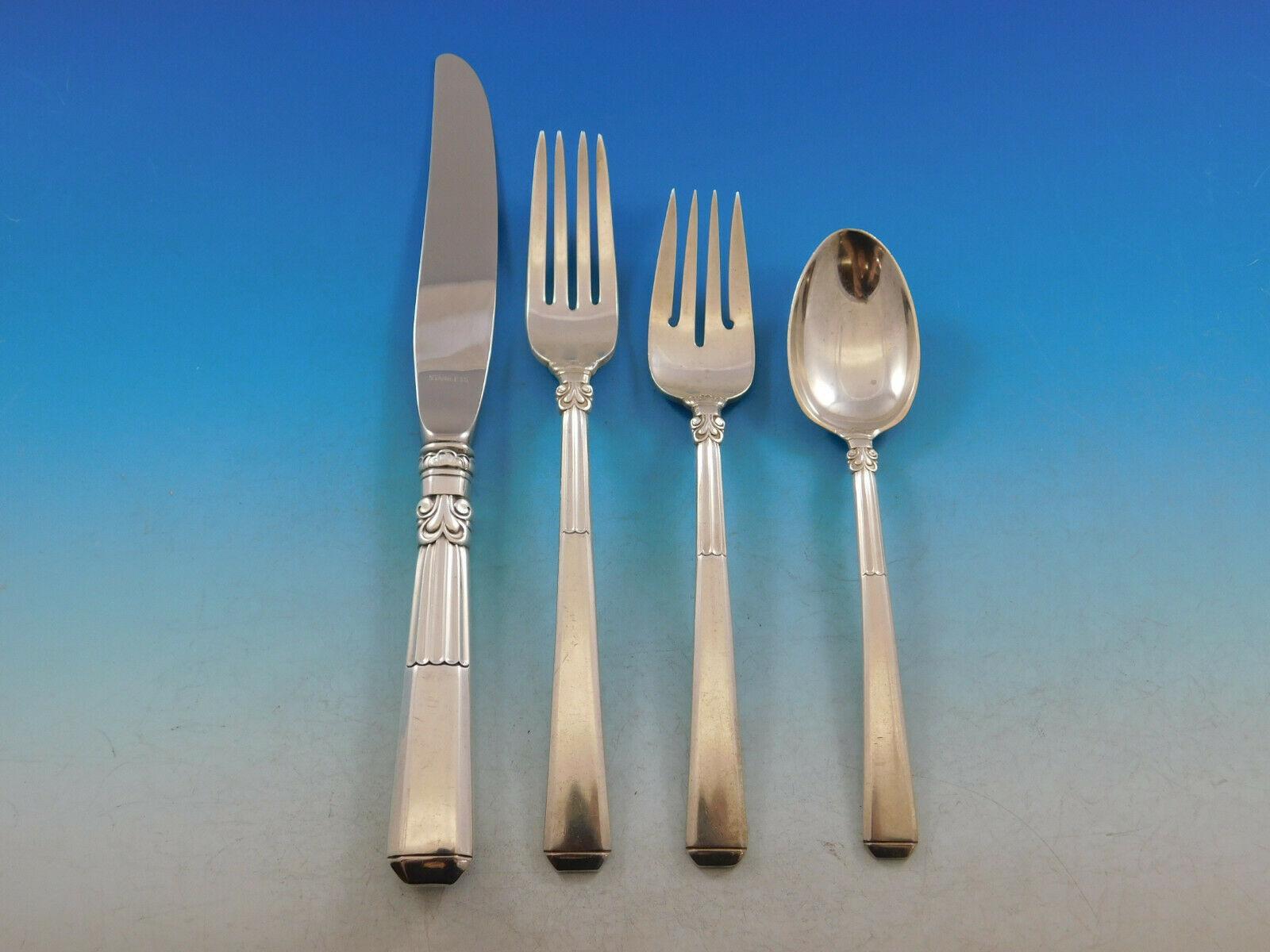 Epic by Gorham Sterling Silver Flatware Set for 8 Service 44 Pieces Art Deco In Excellent Condition In Big Bend, WI