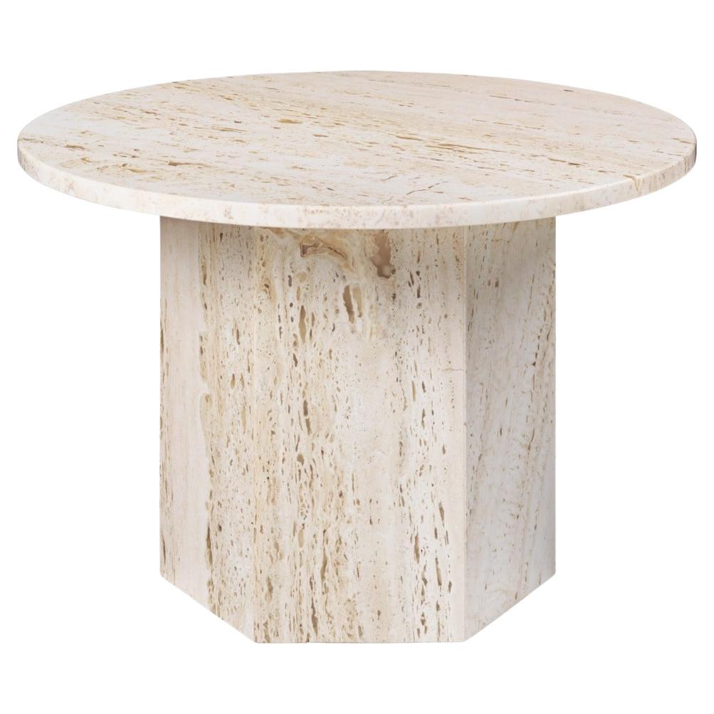 Epic Coffee Table, Round - Ø60, Neutral White Travertine by GamFratesi for Gubi For Sale