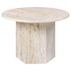 Epic Coffee Table, Round - Ø60, Neutral White Travertine by GamFratesi for Gubi
