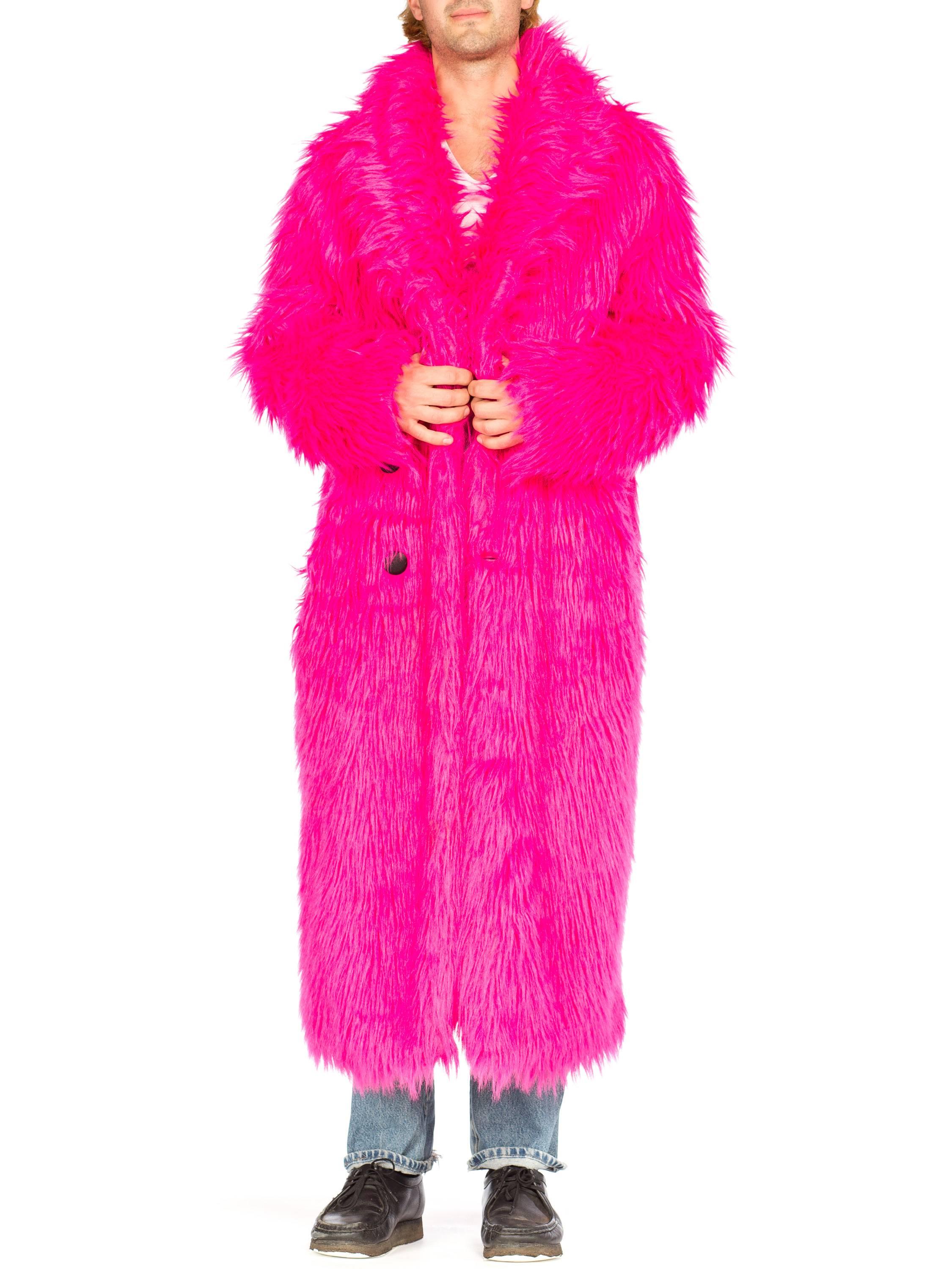 Hot Pink Faux Fur Shaggy Coat, 1990s 3