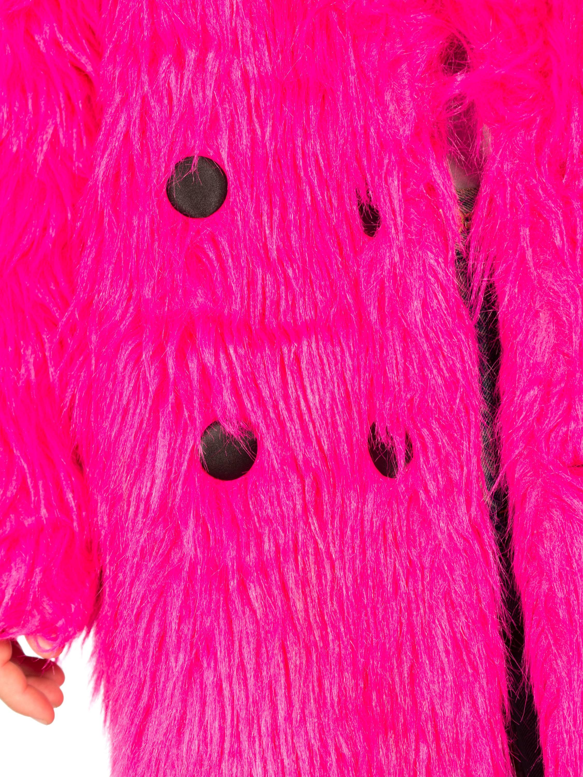 Epic Hot Pink 1960s style 1990s Faux Fur Shaggy Coat
