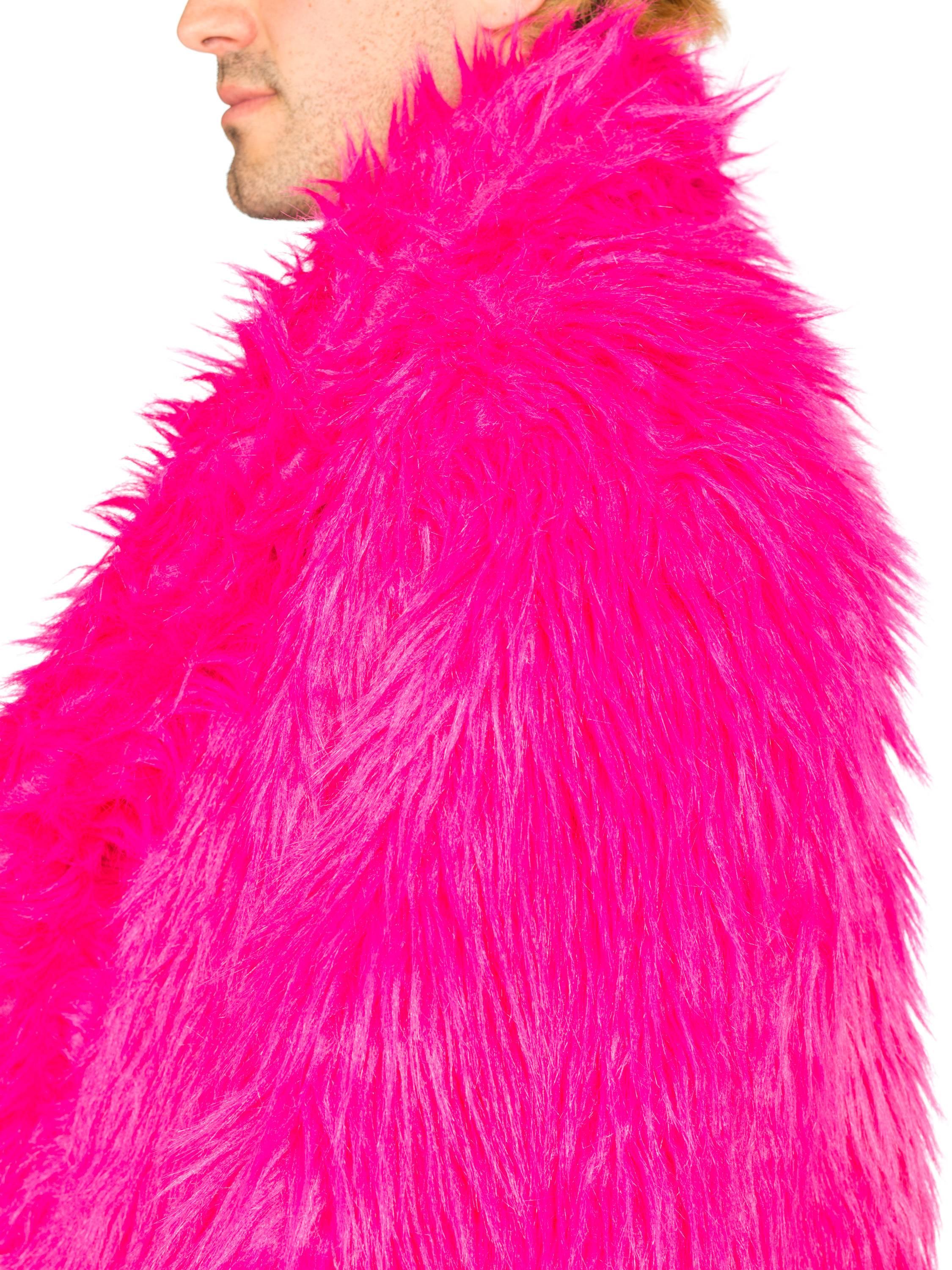 pink shaggy coat