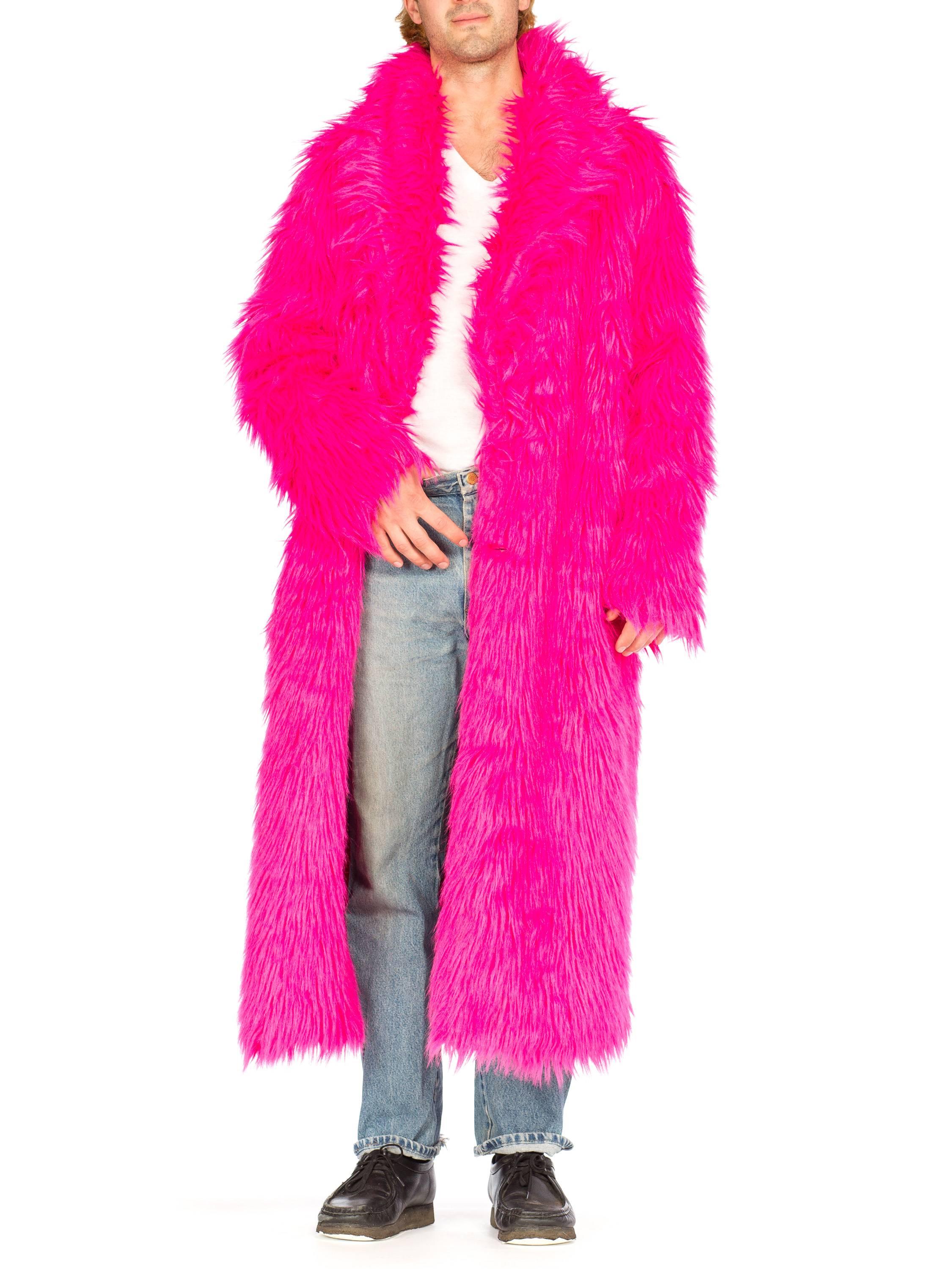 hot pink faux fur coat