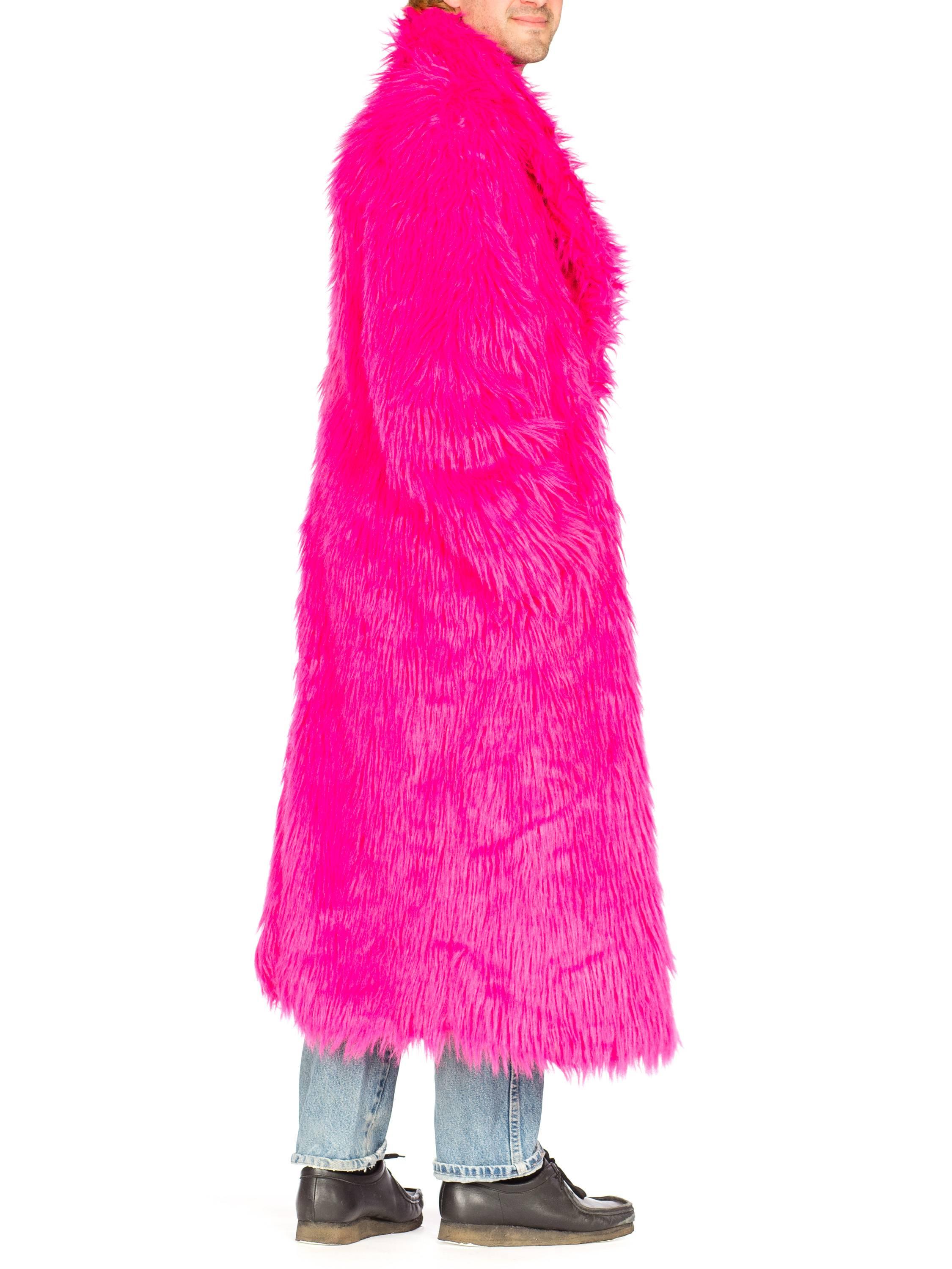 Hot Pink Faux Fur Shaggy Coat, 1990s 1