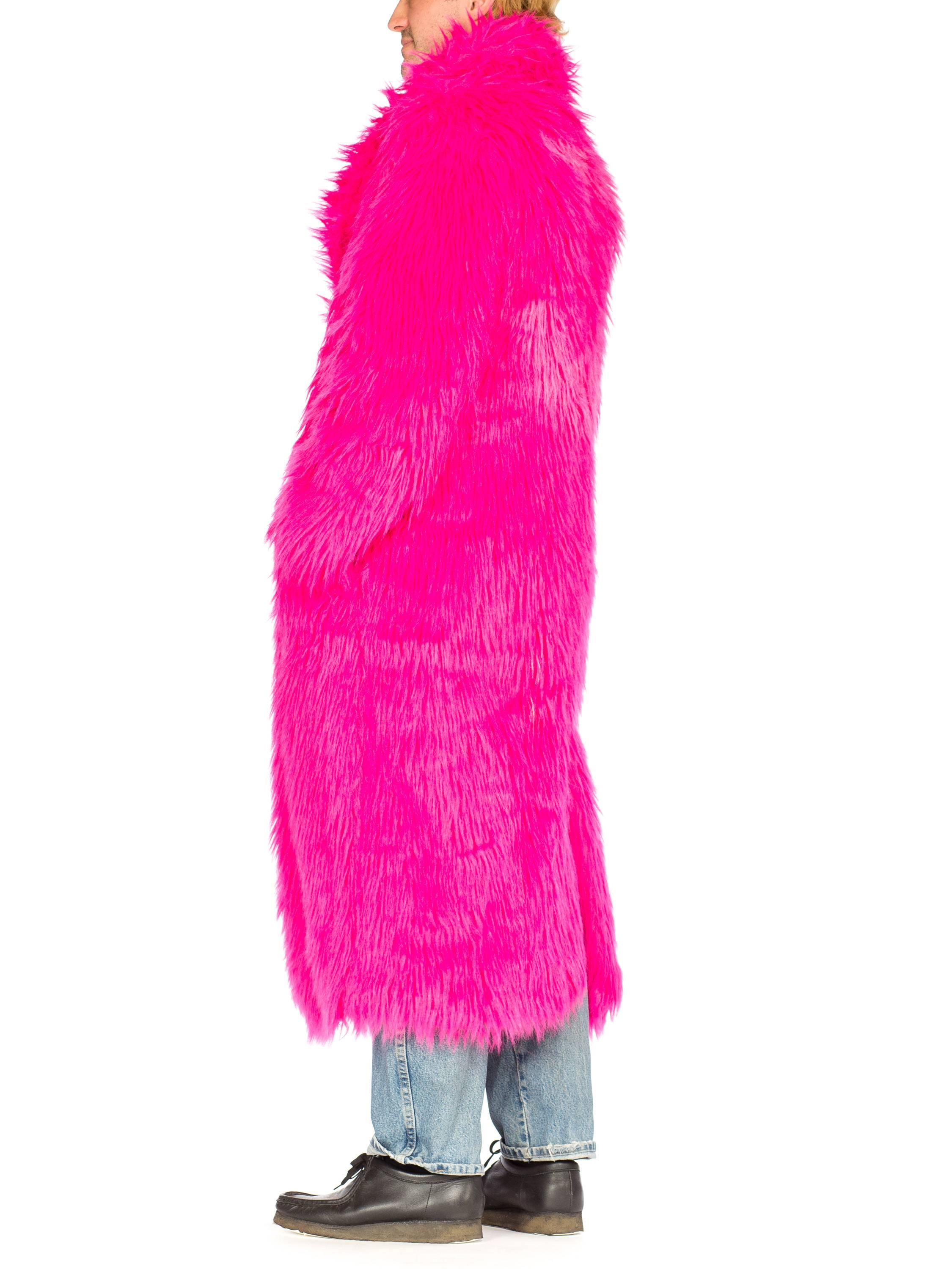 Hot Pink Faux Fur Shaggy Coat, 1990s 2