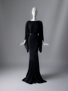 Robe de soirée EPIC John Galliano en soie noire FW 08/09