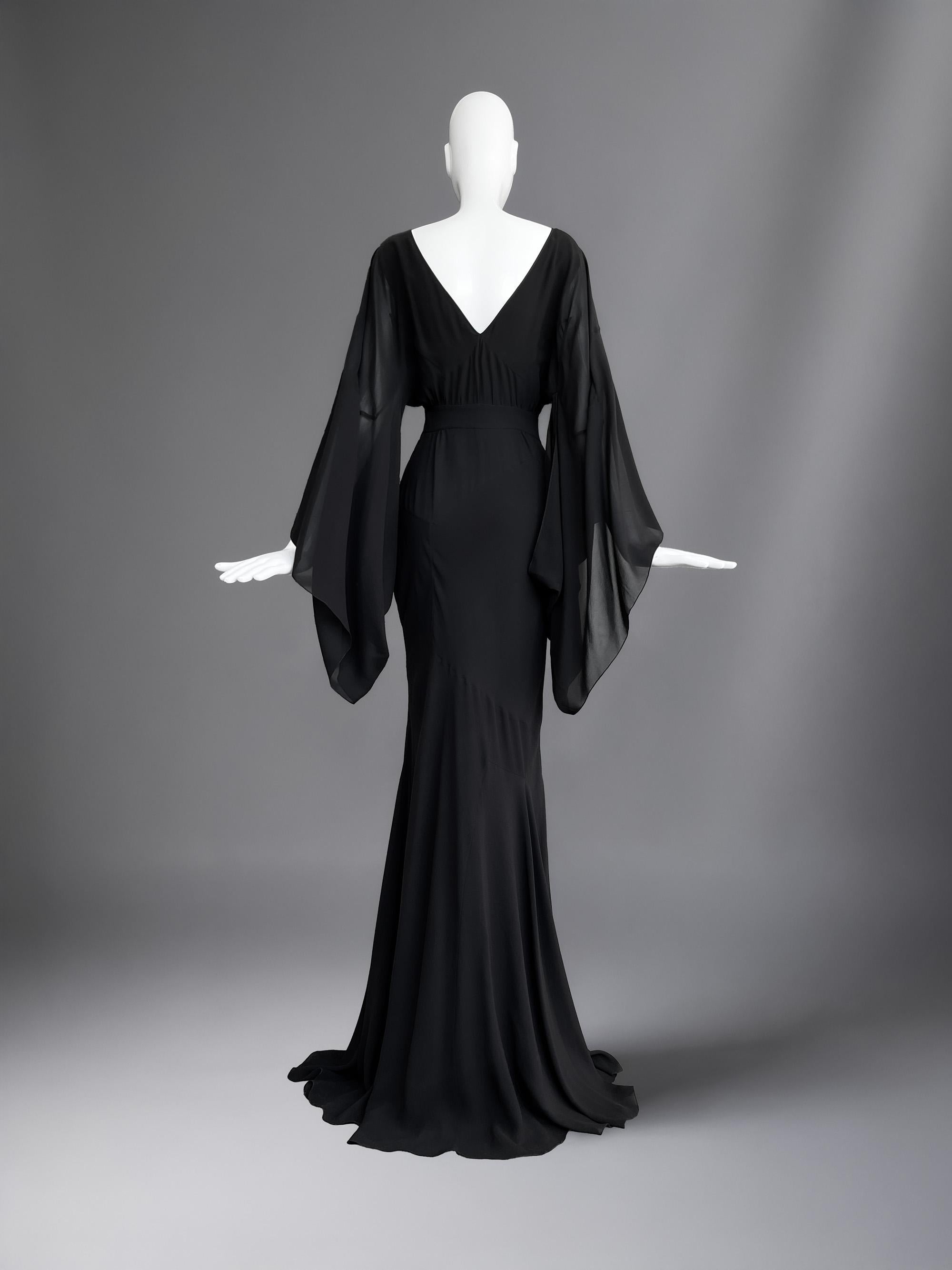 EPIC John Galliano Abendkleid aus schwarzer Seide H/W 08/09 H/W (Schwarz) im Angebot
