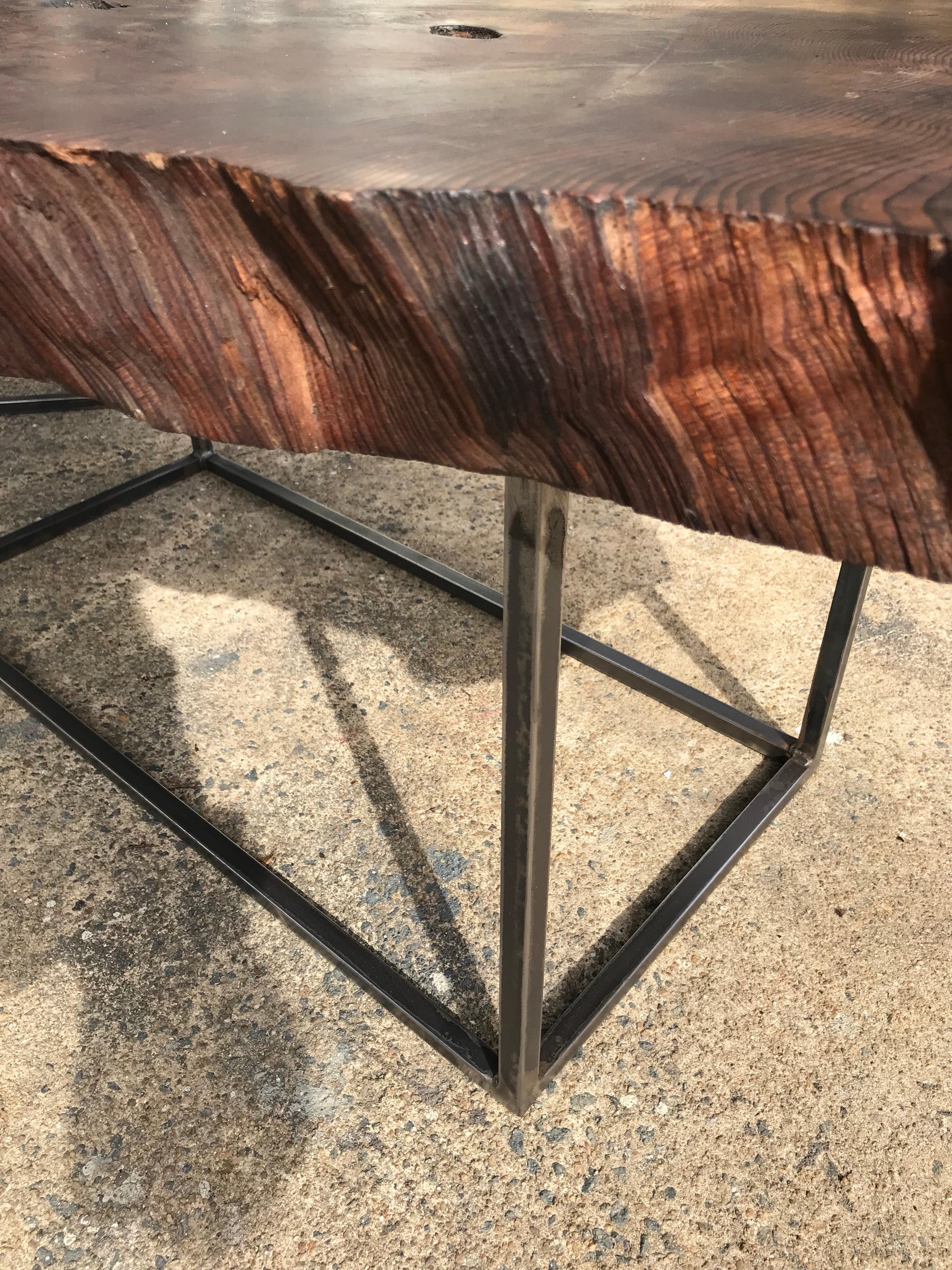 Epic Live Edge California Redwood Coffee Table For Sale 1