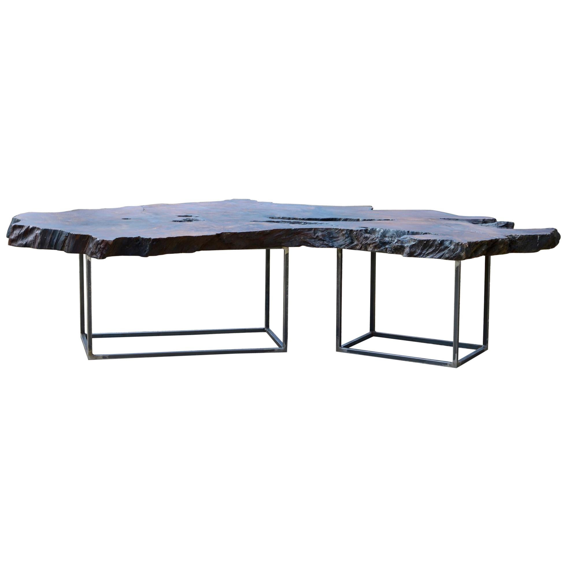 Epic Live Edge California Redwood Coffee Table For Sale