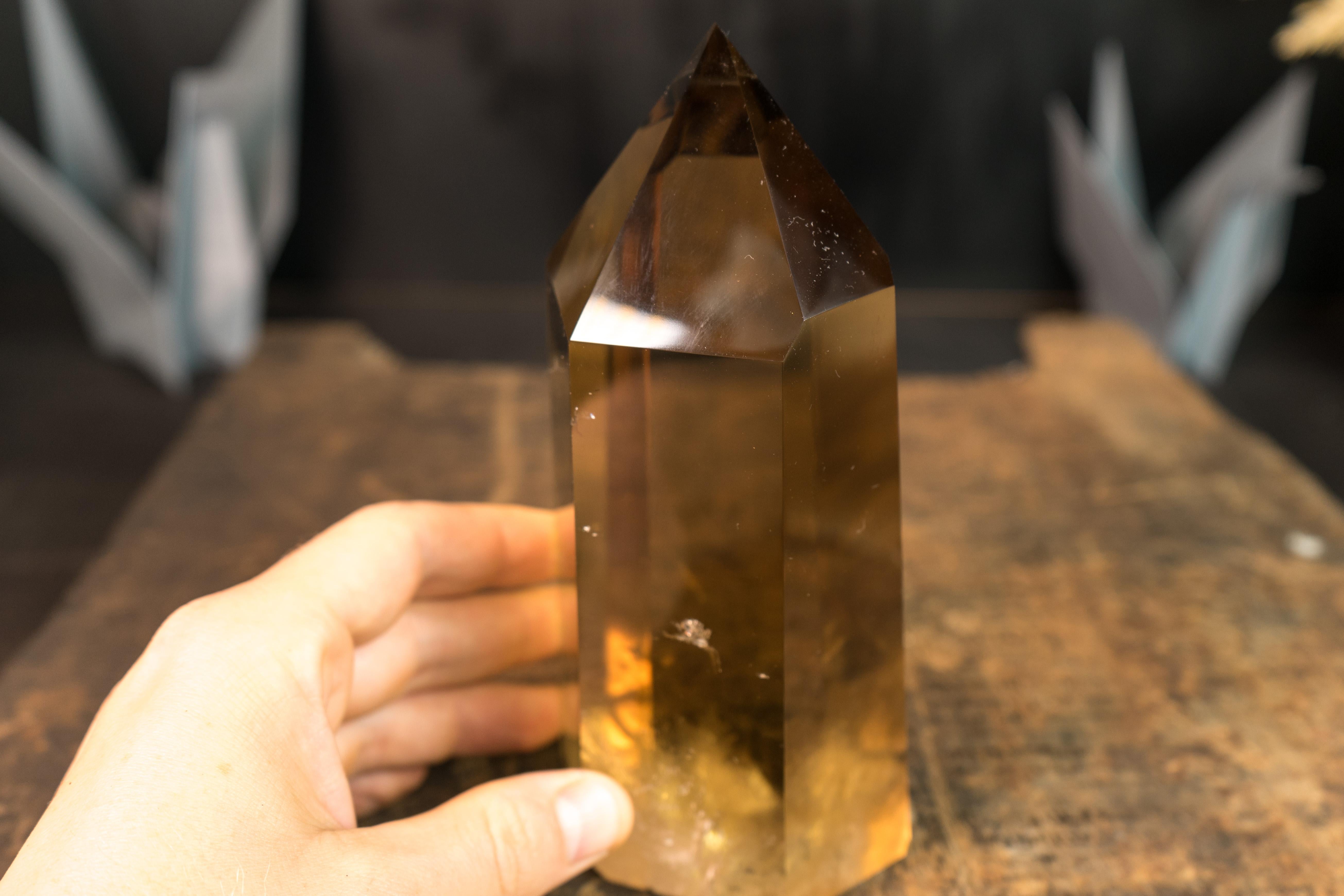 Epic Natural Citrine Crystal Obelisk with Water Clear Deep Golden Orange Quartz For Sale 4