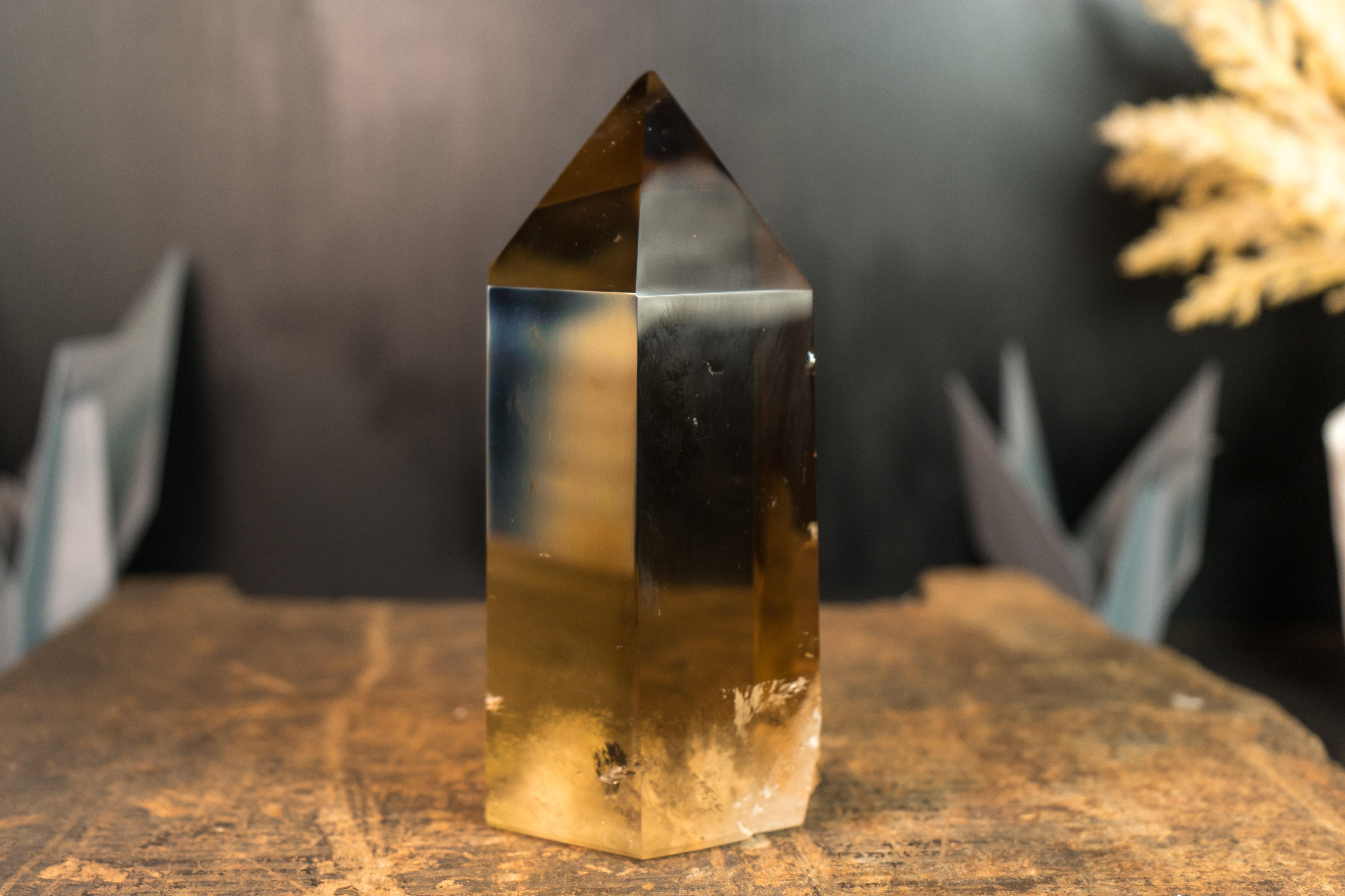 Epic Natural Citrine Crystal Obelisk with Water Clear Deep Golden Orange Quartz For Sale 6