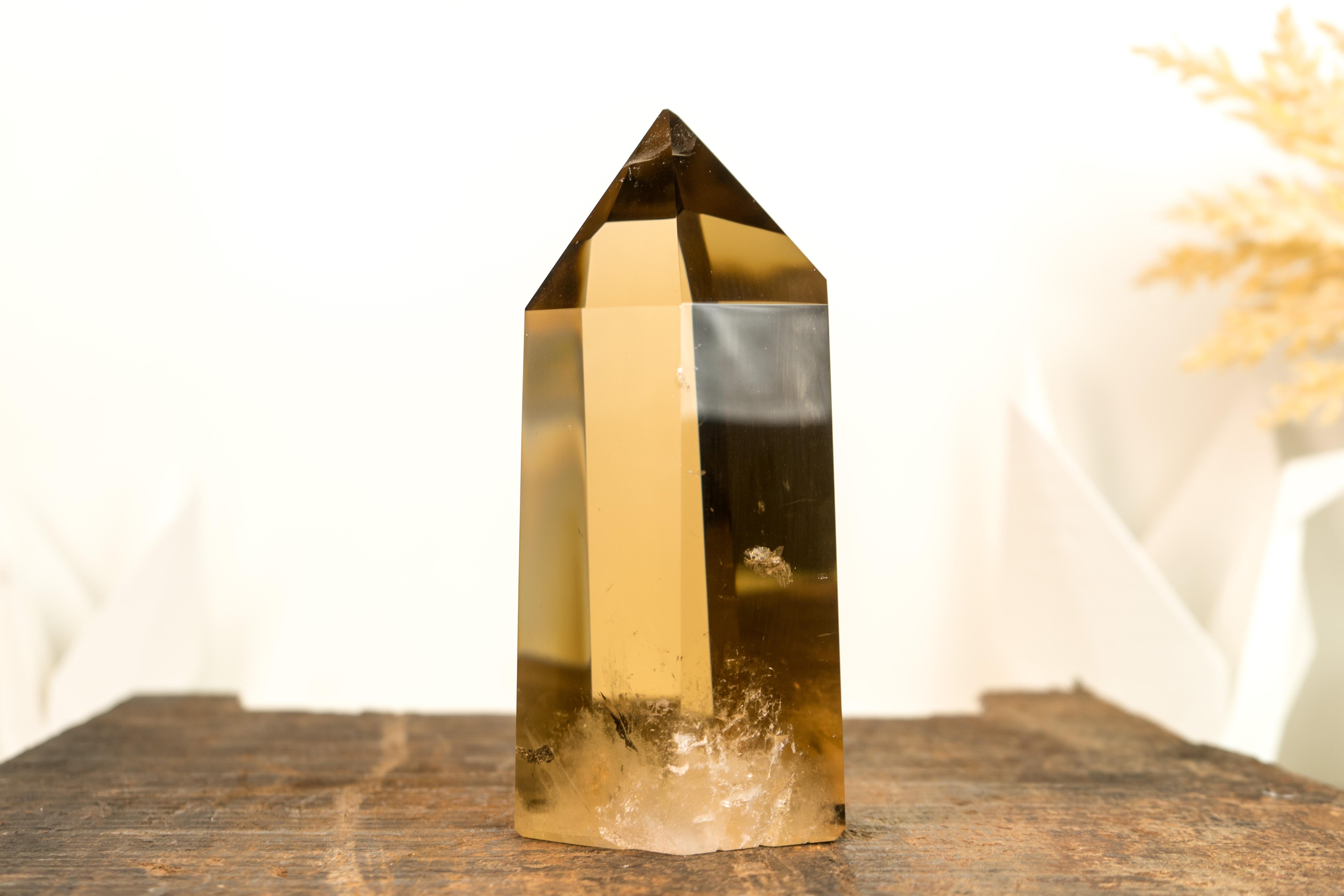 Epic Natural Citrine Crystal Obelisk with Water Clear Deep Golden Orange Quartz For Sale 1