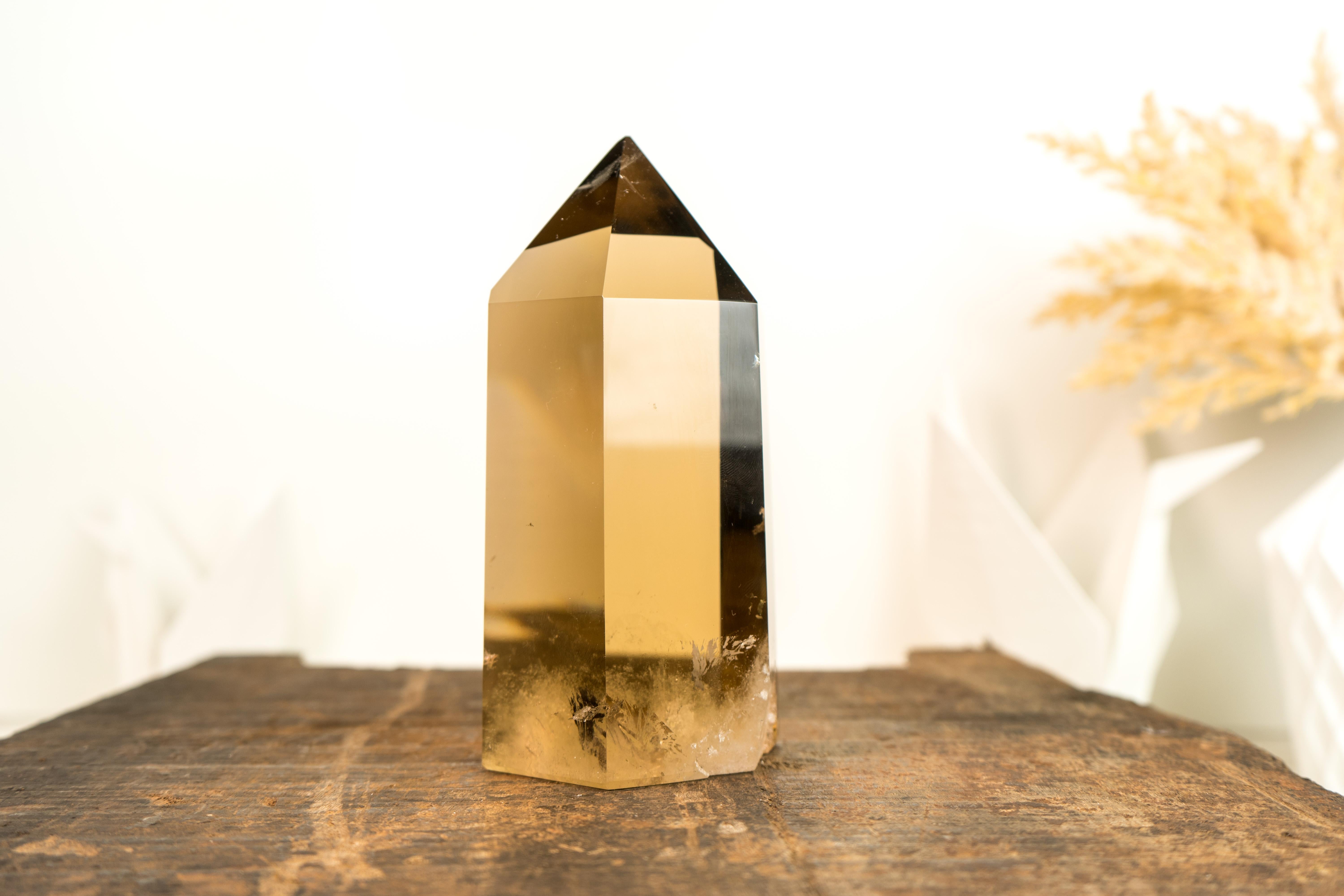 Epic Natural Citrine Crystal Obelisk with Water Clear Deep Golden Orange Quartz For Sale 2