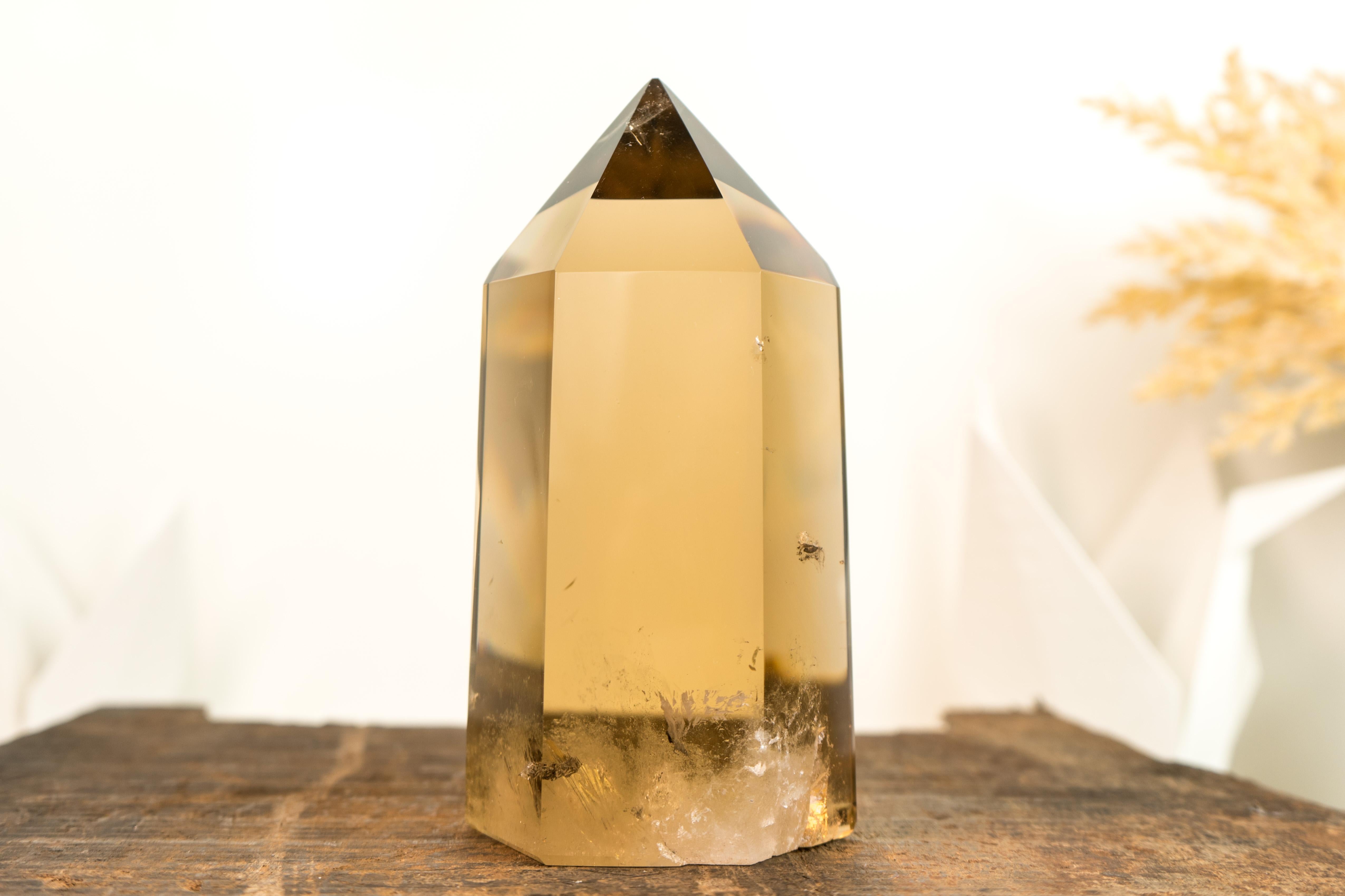 Epic Natural Citrine Crystal Obelisk with Water Clear Deep Golden Orange Quartz For Sale 3